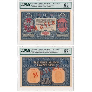 100 mark 1916 General Specimen obverse and reverse PMG 67 and 65 EPQ