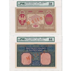 1000 mark 1916 General Specimen obverse and reverse PMG 58 and 64 Rarity