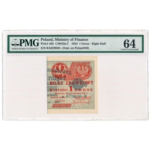 1 grosz 1924 BA * prawa połówka PMG 64 
