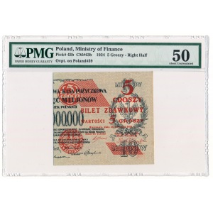 5 groszy 1924 right half PMG 50 