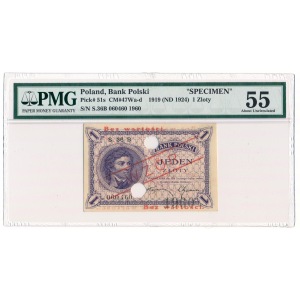 1 zloty 1919 S.36.B Specimen PMG 55