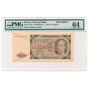 10 złotych 1948 Specimen AA PMG 64 