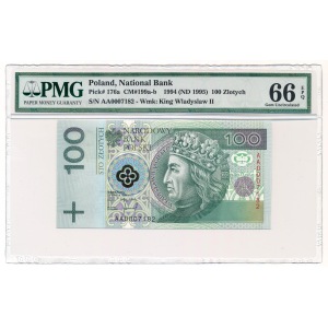 100 złotych 1994 AA 000 PMG 66 EPQ