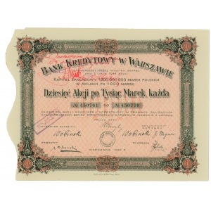 Bank Kredytowy w Warszawie Em.11 10 x 1000 marek 1921