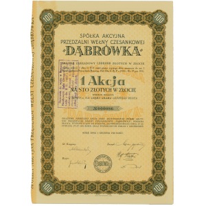 Przędzalnia Wełny Czesankowej Dąbrówka 1 x 100 zloty 1928