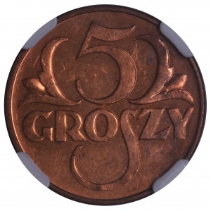 5 grosz 1938 NGC MS 62 RD