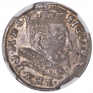 Sigismund III Vasa 3 gr 1594 Vilnus NGC AU58