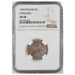 Sigismund III Vasa 3 gr 1594 Vilnus NGC AU58