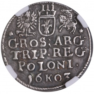 Sigismund III Vasa 3 gr 16-K-03 Cracow NGC AU55