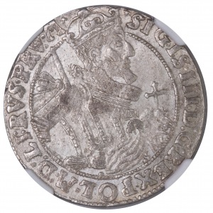 Sigismund III Vasa 1/4 thaler 1624 Bromberg NGC AU58
