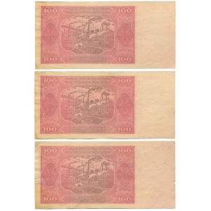 Forgery of 100 zloty 1948 - three pieces with the same serial. 