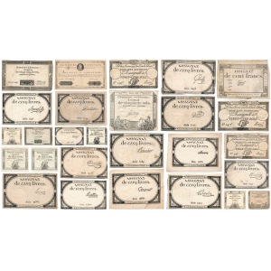 Duży zesatw francuskich banknotów XVIII wiek 