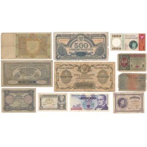 Zestaw banknotów polskich 1916-1993 - kilka rzadkich odmian, 50 sztuk