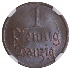 Free city of Danzig 1 fenig 1923 MS65 BN