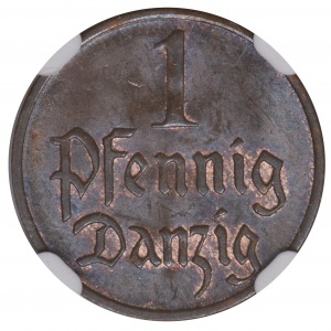 Free city of Danzig 1 fenig 1926 MS64 BN
