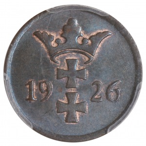 Free city of Danzig 2 fenig 1926 MS64 BN