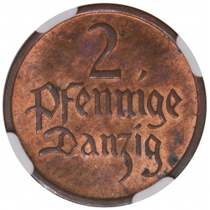 Free City of Danzig 2 fenig 1937 MS63 RB