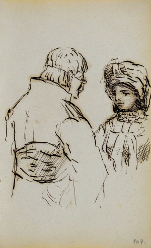 Jacek MALCZEWSKI (1854-1929), Rozmowa - dziewczyny wiejskiej z sędziwym chłopem, 1872