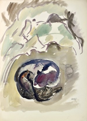 Wojciech WEISS (1875-1950), Śpiące koty, 1919