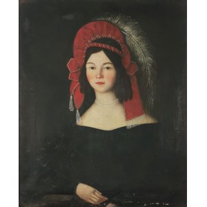 Malarz nieokreślony, XIX w., Dziewczyna w fantazyjnym nakryciu głowy