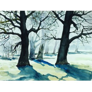 JAROSŁAW FILIPEK, Two oaks in the morning mist, 2021