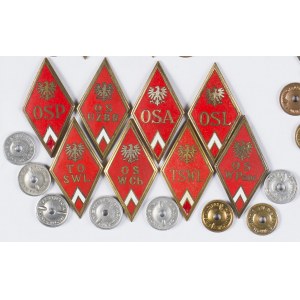 Zestaw 8 odznak Szkół Oficerskich z lat 1952-65