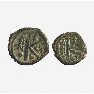 CESARSTWO BIZANTYJSKIE - zestaw 2 szt. JUSTIN II (565-578 n.e.) AE pół folis