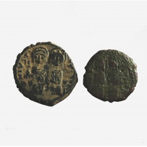 CESARSTWO BIZANTYJSKIE - zestaw 2 szt. JUSTIN II (565-578 n.e.) AE pół folis