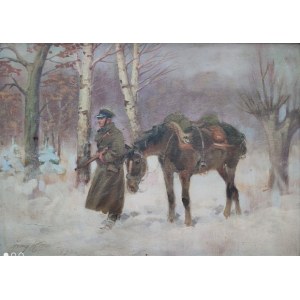 Jerzy Kossak(1886-1955),Żołnierz prowadzący konia,1935