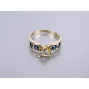 Złoty pierścionek - diamenty - współczesny - pr 585 - 14k