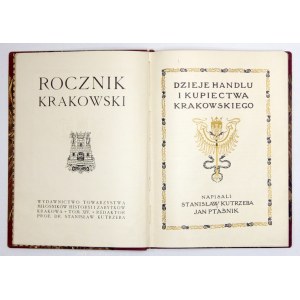 ROCZNIK Krakowski. Kraków. Tow. Miłośników Historyi i Zabytków Krakowa. 4. opr. ppł. złoc. z epoki. T....