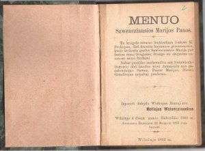 Menuo Szwencziausios Marijos Panos [Wilniuje 1862]