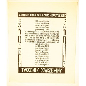 RACZAK Klemens - [offset] Exlibris TYGODNIK POWSZECHNY , 10,5 x 12,8cm
