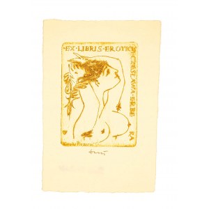 DRUŻYCKI JERZY - [sucha igła] Exlibris erotyczny Czesława Erbe, 1970r., 6,5 x 10cm