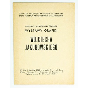 [Zaproszenie] Wystawa grafiki Wojciecha Jakubowskiego, kwiecień 1968r.