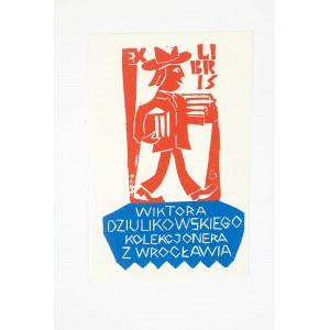 PRZYGODZKI Czesław - [typografia] Exlibris Wiktora Dziulikowskiego kolekcjonera z Wrocławia, 1971r.