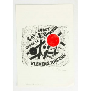 DAFINEL Duinea (Rumunia) - [drzeworyt dwubarwny] exlibris Klemens Raczak Sol Lucet Omnibus, Lisboa 1976