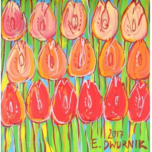 Edward DWURNIK (1943-2018), Pomarańczowe tulipany (2017)