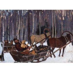 Julian Fałat (1853 Tuligłowy - 1929 Bystra), Na polowaniu, lata ok. 1900–1915