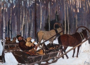 Julian Fałat (1853 Tuligłowy - 1929 Bystra), Na polowaniu, lata ok. 1900–1915