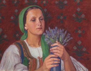 Józef Krasnowolski (1879 Kwidzyń - 1939 Kraków), Krakowianka z kwiatami