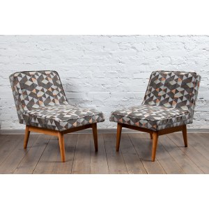 Komplet dwu foteli tapicerowanych typ. 1050 (tzw. nieskie) - Bytomska Fabryka Mebli