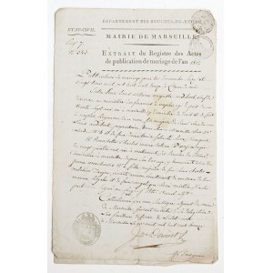 WYCIĄG AKTU MAŁŻEŃSTWA, Merostwo Marsylii, 1812