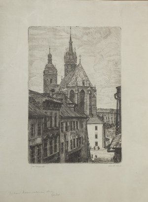 Jan WOJNARSKI (1879 - 1937), Kościół NMPanny w Krakowie, widok z UL. Mikołajskiej, ok.1915 r.