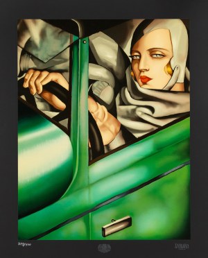 Tamara Łempicka (1898 Warszawa - 1980 Cuernavaca), Autoportret w zielonym bugatti