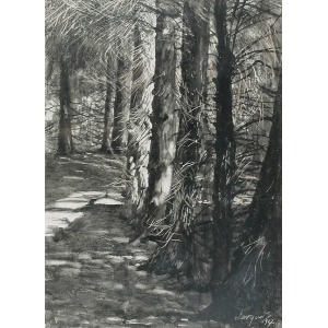 Leon WYCZÓŁKOWSKI (1852-1936), Wnętrze lasu, 1927