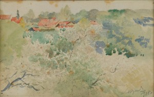 Leon WYCZÓŁKOWSKI (1852-1936), Pejzaż I [Pejzaż z czerwonymi dachami], 1918
