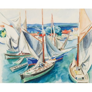 Erwin ELSTER (1887-1977), Lode v prístave - francúzsky motív, asi 1930