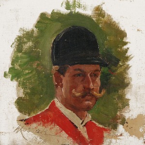 Wojciech KOSSAK (1856-1942), Studium portretowe uczestnika polowania par force, 1878