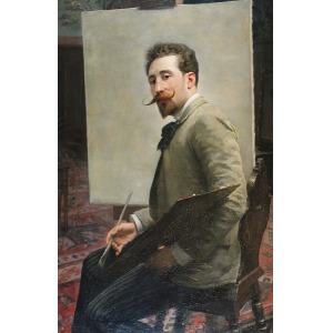 Mieczysław REYZNER (1861-1941), Autoportret z paletą, 1890